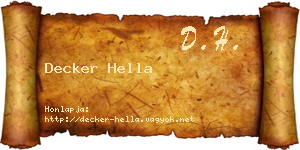 Decker Hella névjegykártya